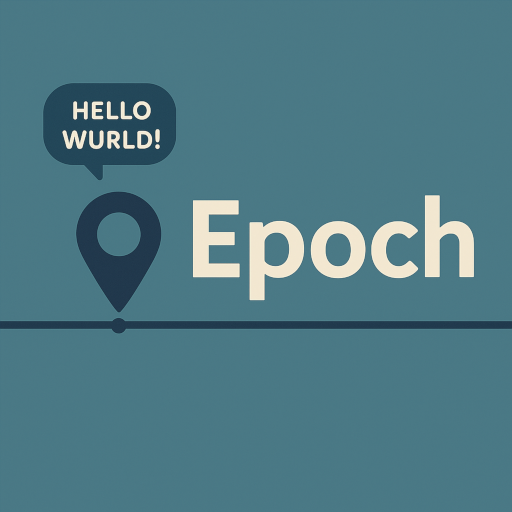 Epoch marker on a timeline with a Hello Wurld! pin