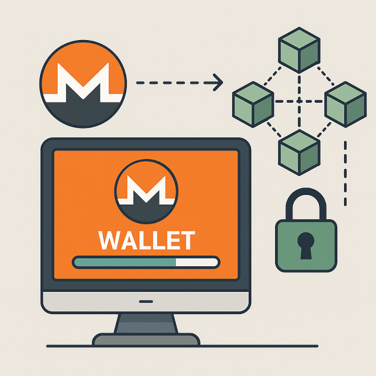 Diagram showing Monero full node wallet syncing the blockchain