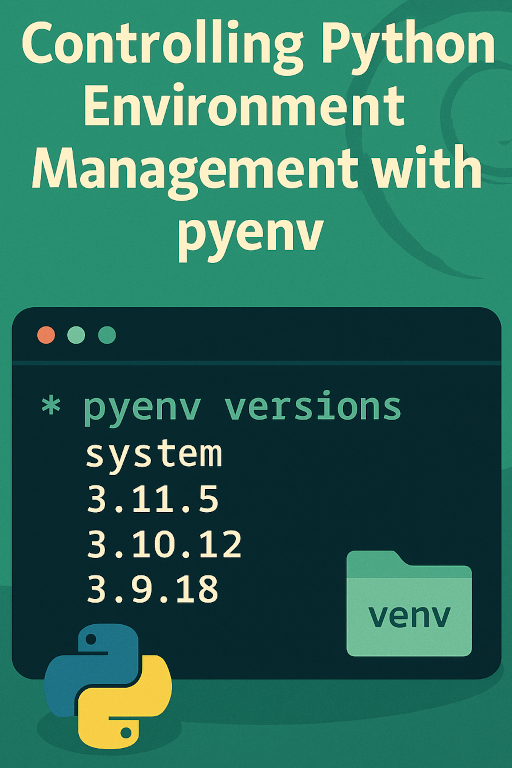 Terminal showing pyenv versions and virtual environments